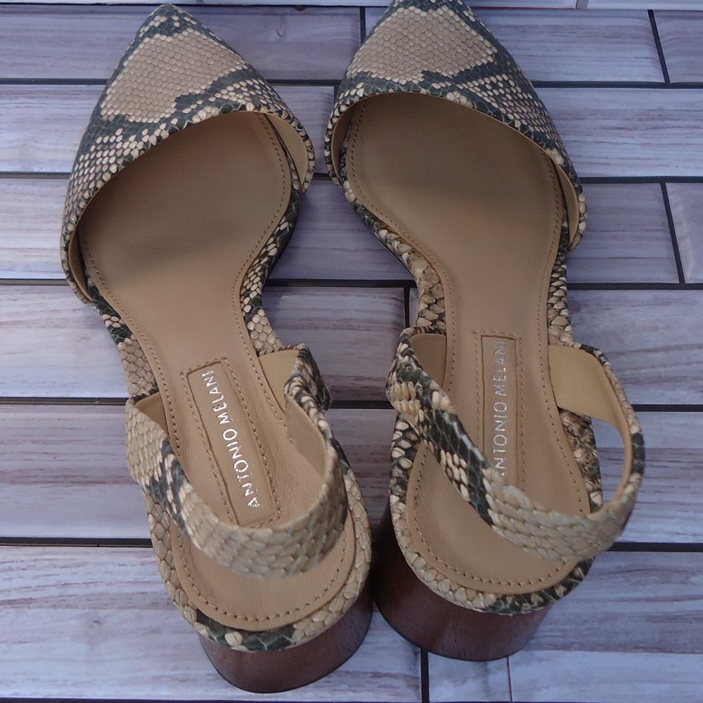SIZE 6.5. Antonio Melani snakeskin python leather sandals. - Picture 16 of 16